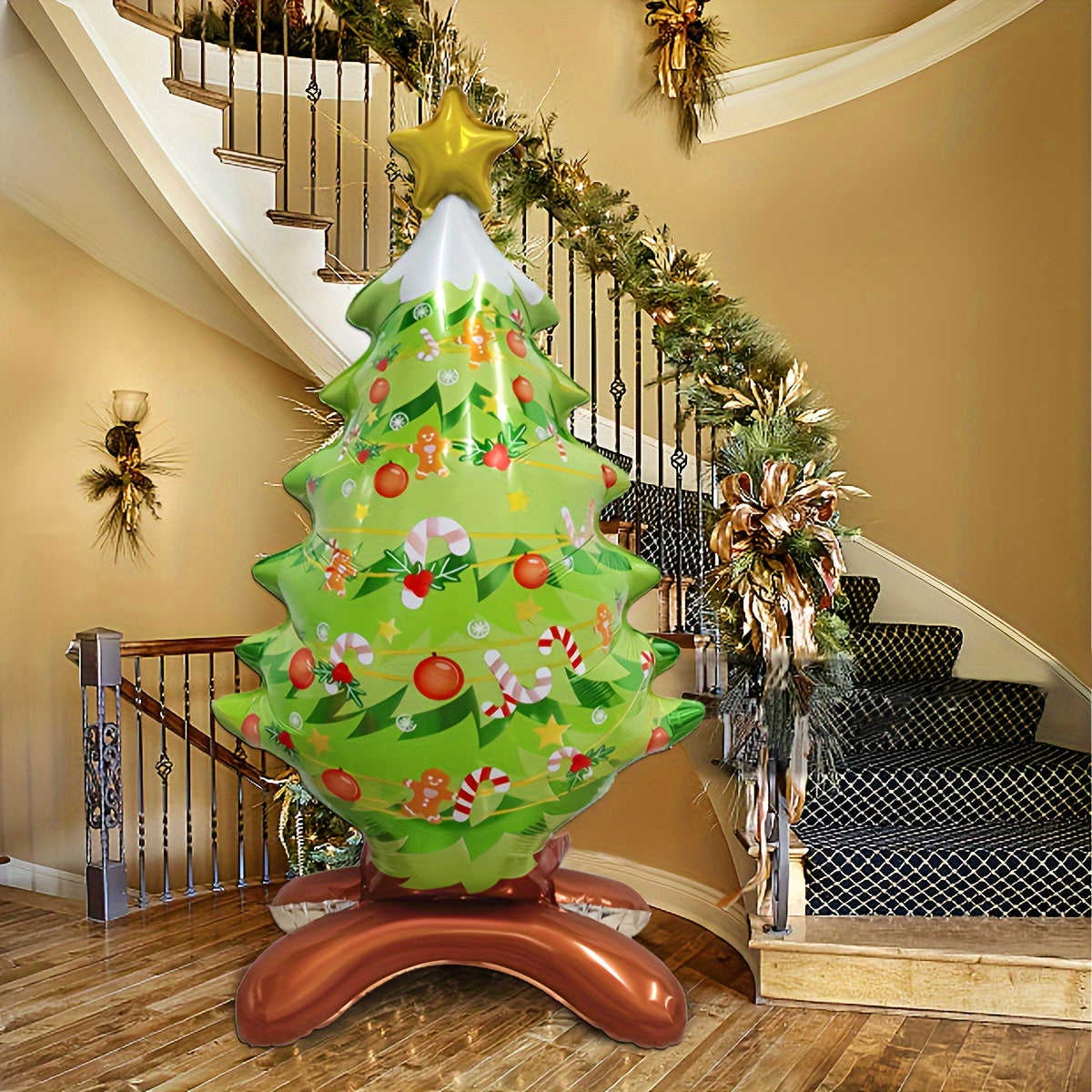 1pc/2pcs Standing Christmas Tree Aluminum Balloon, Christmas Party Decorative Supplies Santa Claus Aluminum Foil Balloon Christmas Balloon Decoration, Christmas Ornaments