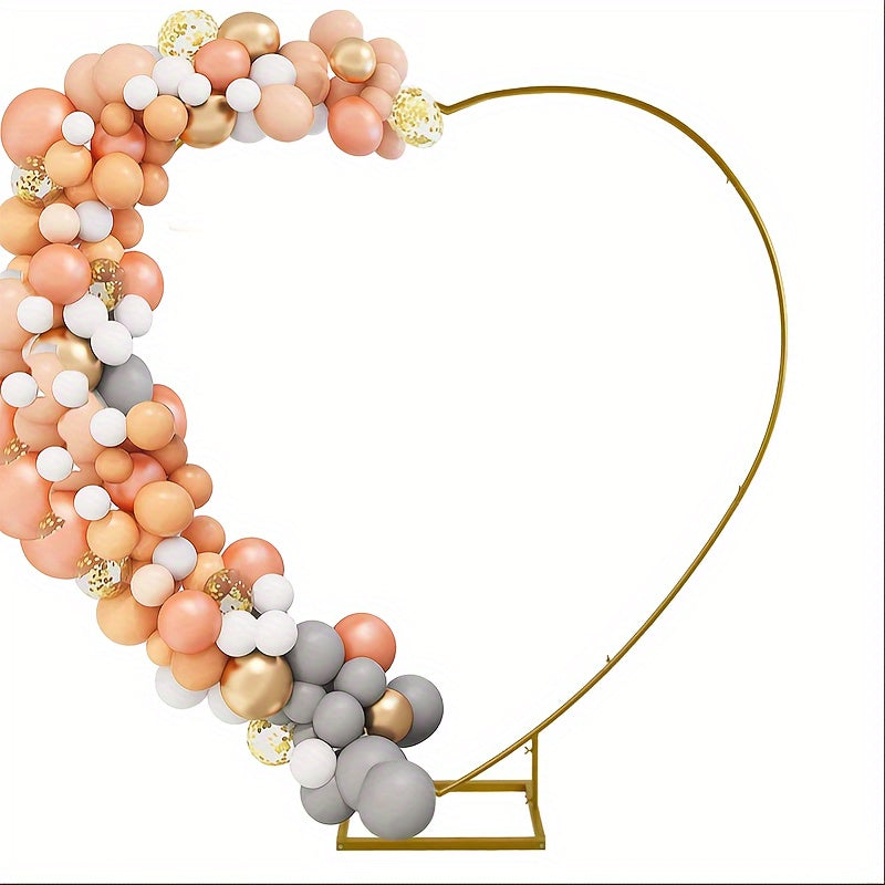 1pc Heart-Shaped Metal Balloon Arch Stand, Iron Photo Backdrop Holder for Wedding, Birthday Party, Youngsters Shower, Bridal Shower - No Electricity Needed, Featherless, Versatile Decor for Christmas, Halloween, Valentine's D
