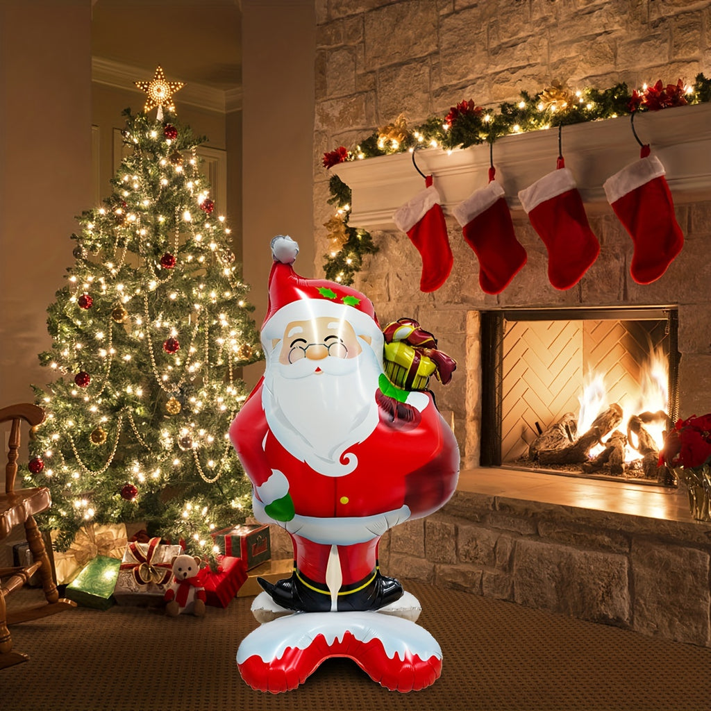 1pc New Extra Large Standing Santa Claus Foil Balloon, Christmas Holiday Indoor And Outdoor Party Decoration, Suitable For Christmas New Year Birthday Supplies Easter Gift