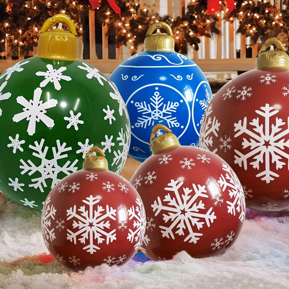 1pc Giant 23.6 Inch Inflatable Christmas Yard Decoration Balloon - Vibrant Outdoor Holiday Decor, Weather-Resistant, Easy to Set Up, Durable and Reusable Christmas Ball Decoration for Lawn, Garden, and Patio