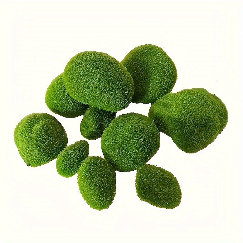 40pcs 4 Sizes Artificial Moss Rock Decorations Set - Realistic Green Moss Balls, Stones, and Covering Stones for Flower Arrangement, Garden, Handicraft, and Eid Al-Adha Decor - Perfect for DIY Projects and Home Decoration