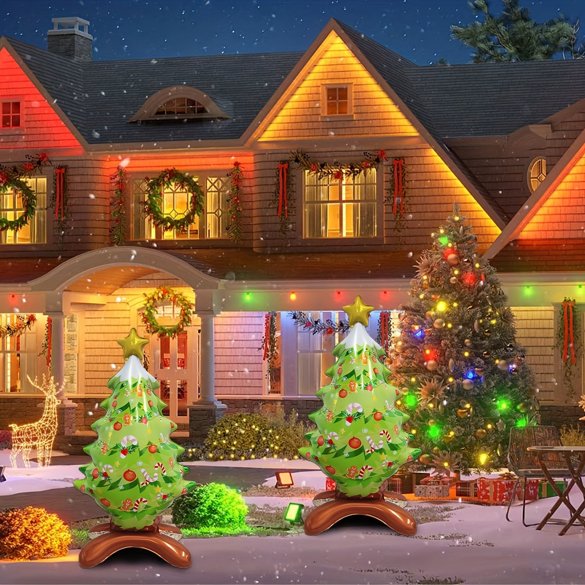 1pc New Large Standing Star Christmas Tree Foil Balloon, Christmas Holiday Indoor And Outdoor Party Decoration, Suitable For Christmas, New Year, And Birthday Supplies