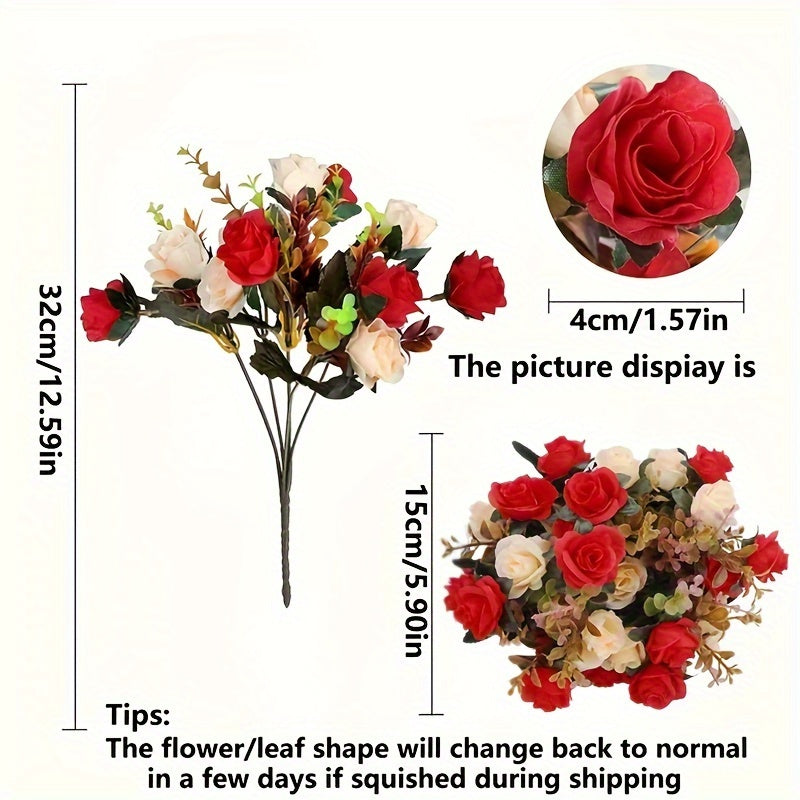 A Set of Artificial Roses with a Golden Ceramic Decorative Vase, Including a Small Vase, Two Bundles of Artificial Flowers, And a Flower Mat, Suitable for Decorating Dining Tables, Weddings, Bedrooms, Hotels, Restaurants, Bar