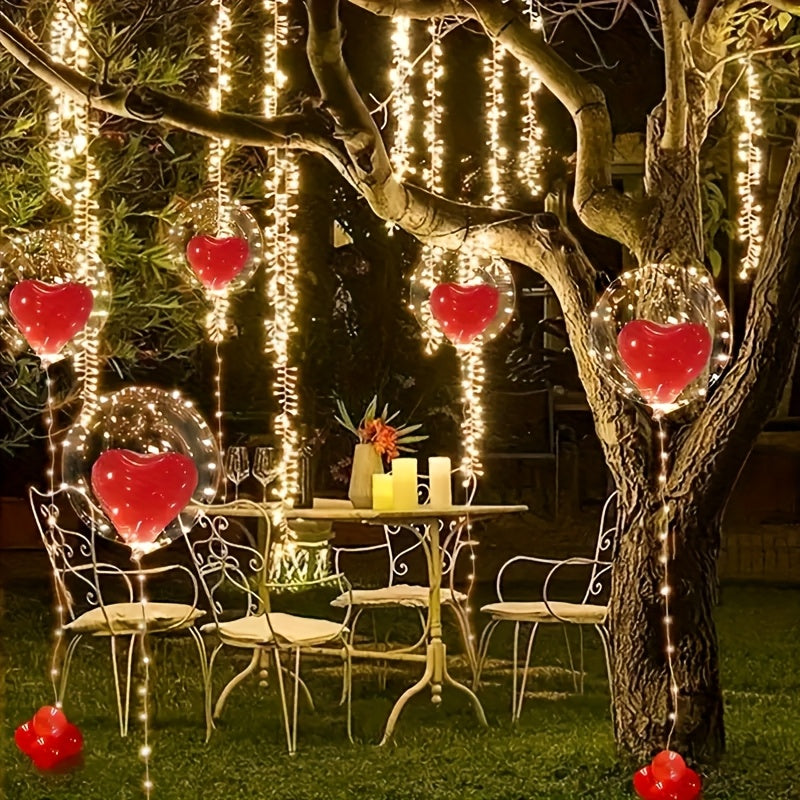 KADUOS 35pcs LED Balloon Kit, Red Heart-Shaped Balloons with Yellow LED Lights, 5 Bobo Balls & 25 Latex Balloons, Perfect for Birthday, Wedding, Proposal & Anniversary, Indoor & Outdoor Decor, Plastic, Batteries Not Included