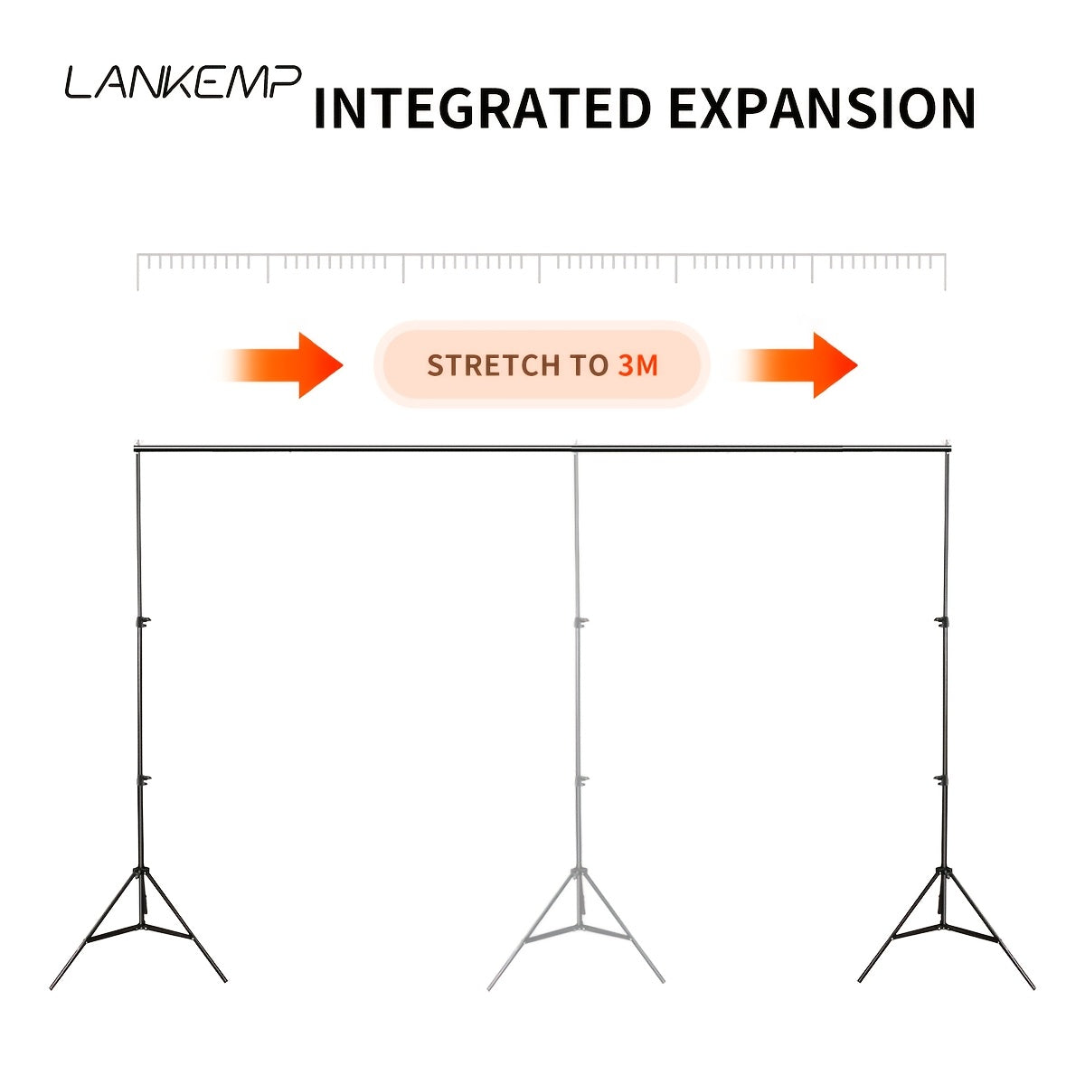 10x7 Ft Professional Background Stand | Adjustable Iron Metal Stand for Photo Studio, Includes 4 Cross Bars, 4 Background Clips, Balloon Arch Support Kit, Ideal for Party and Wedding Event Decoration