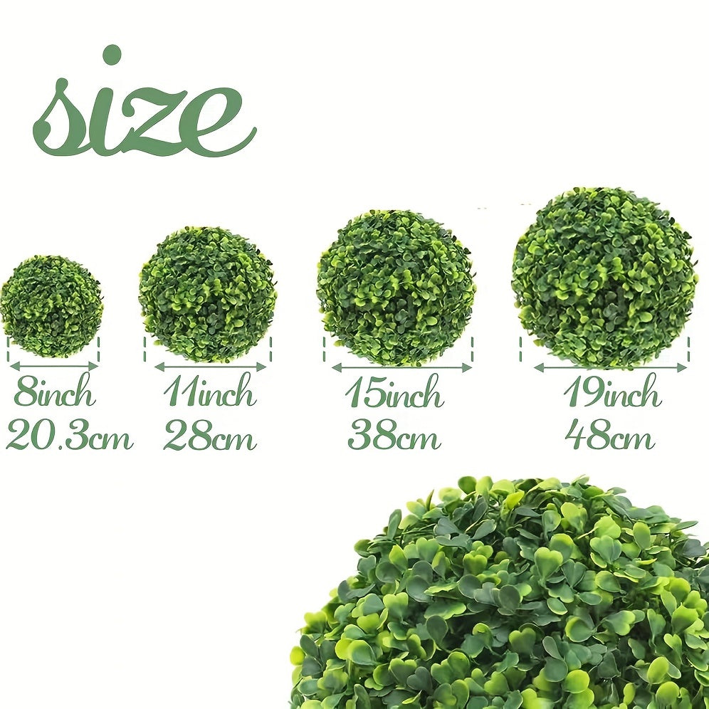 Topiary Ball Artificial Outdoor Boxwood Balls Topiary Lifelike Plants, Round Topiary For Indoor/Outdoor Decore, Sempre Verde Green 7 Inch, 11inch, 15inch, 19inch, 1 Piece