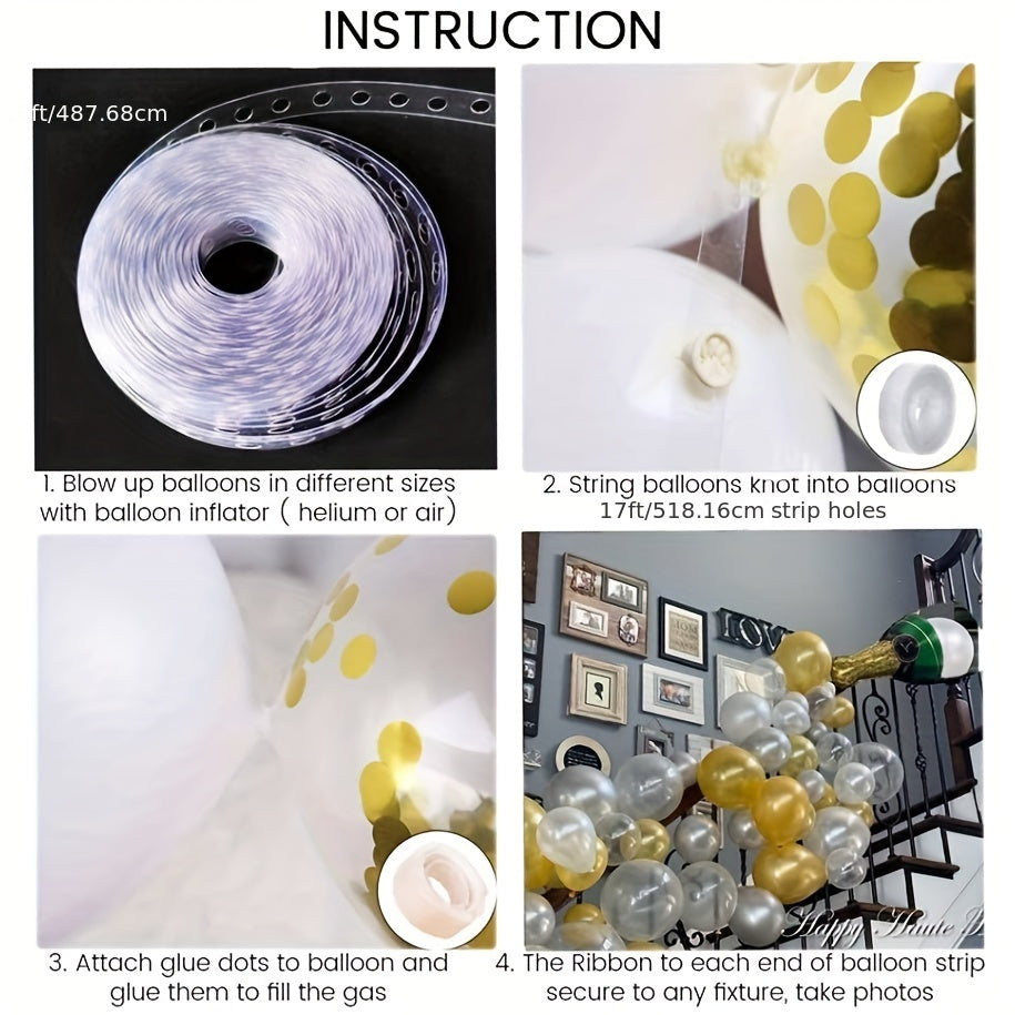 88pcs Shimmering Champagne Bottle Balloon Garland Arch Kit - Festive New Year Decorations - Golden & Silvery Transparent Balloons for Birthday, Wedding, and Anniversary Celebrations