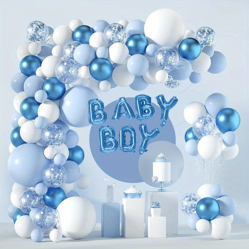 Blue Balloon Wreath Set, Blue Balloon Arch Wreath, Party Decoration Supplies, Suitable for Birthday Party Decoration, Gender Disclosure, Wedding Decoration