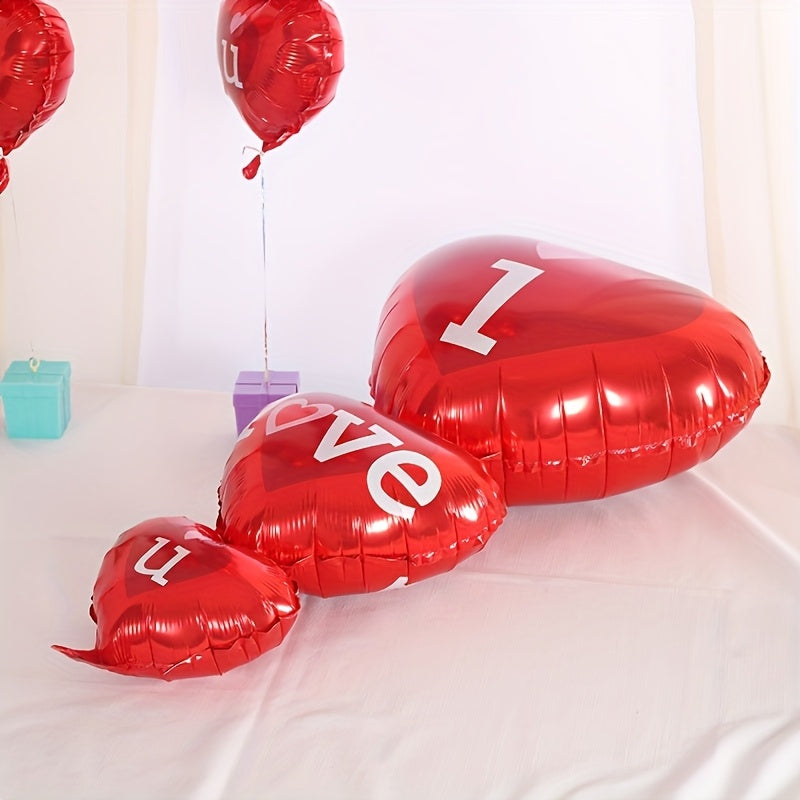1000pcs Red Heart-shaped Printed Balloon I Love You Balloon Banner With Red Rose Petals And Bear Hug Balloon For Valentine'S Day Engagement Proposal And Easter Gift