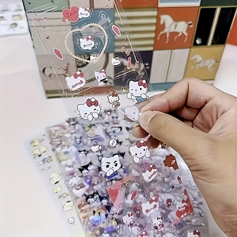 1000pcs Sanrio Stickers Cute KT Cat Long Strip PET Stickers No-Cut Decal Sticker Scrapbook Material with Fashionable INS Style, Suitable for Laptops, Mobile Phones, and Gifts