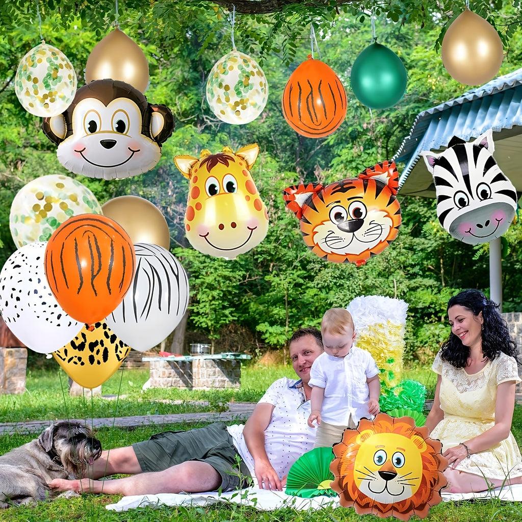 161pcs Jungle Safari Balloons Birthday Party Decorations Safari Animal Balloon Garland Arch Kit For Boys Jungle Safari Baby Shower Wild One Birthday Party Decorations
