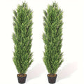 2pcs,, Simulation Cedar Tree, 5ft Tall Artificial Plant Tree, Simulation Plant, Premium Plastic Material, Home Decoration, Suitable For Yard, Living Room, Front Room, Doorway, Christmas Decoration