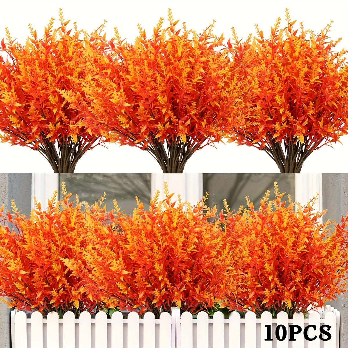 10 Bundle UV Resistant Artificial Lavender Flowers - Fadeless Faux Silk Plants for Outdoor & Indoor - Durable Hanging Planter Decor, Perfect for Garden, Porch, Window Box, Home, Kitchen, Office, and Wedding