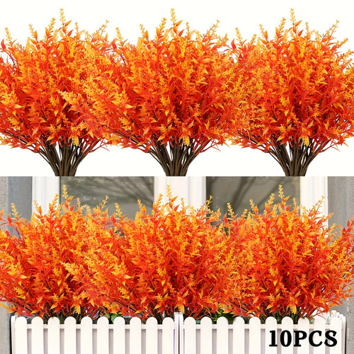 10 Bundle UV Resistant Artificial Lavender Flowers - Fadeless Faux Silk Plants for Outdoor & Indoor - Durable Hanging Planter Decor, Perfect for Garden, Porch, Window Box, Home, Kitchen, Office, and Wedding