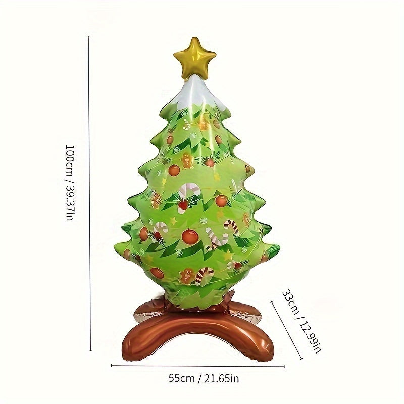 1pc/2pcs Standing Christmas Tree Aluminum Balloon, Christmas Party Decorative Supplies Santa Claus Aluminum Foil Balloon Christmas Balloon Decoration, Christmas Ornaments