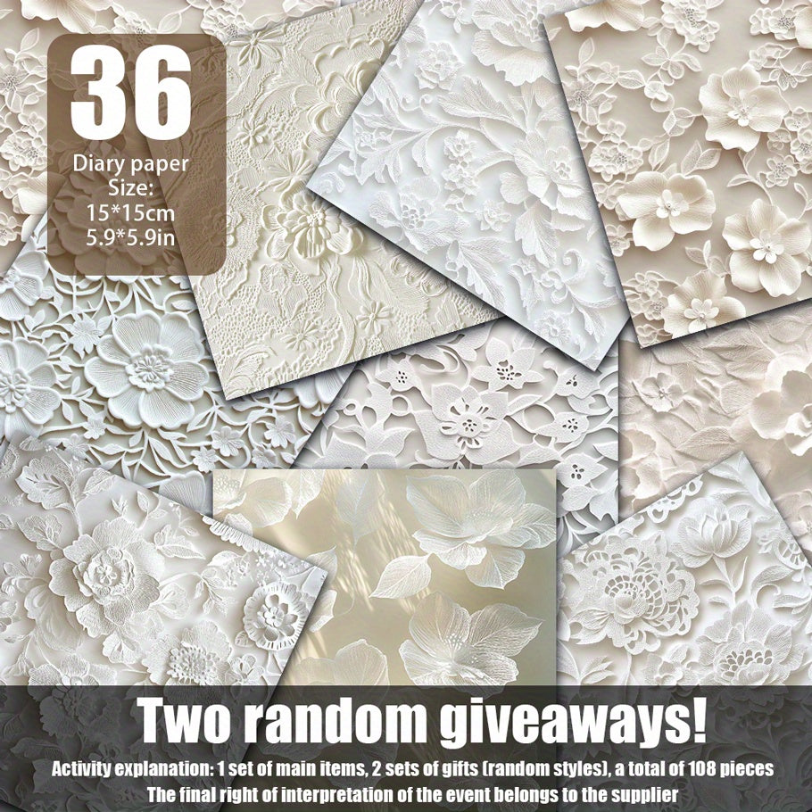 108pcs of flower silhouette decorative paper, scrapbook paper suitable for junk diary handmade background decoration and other scenes