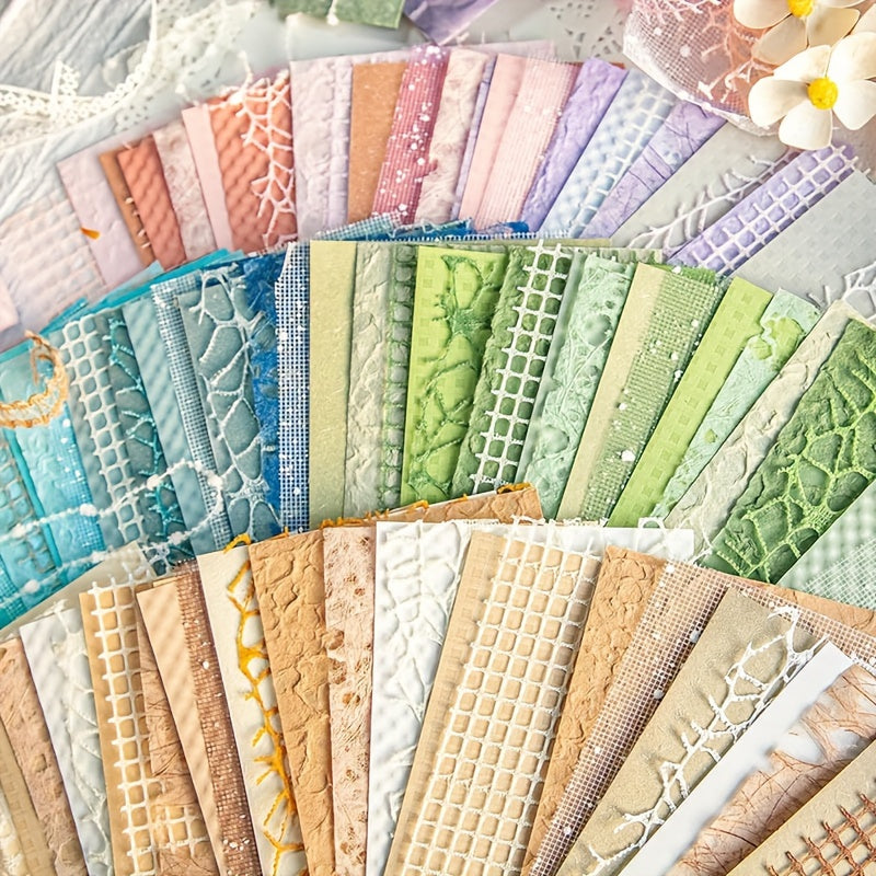 1 set 96 Sheets of Textured Scrapbook Paper and Mesh Bric-a-Brac Set, 6pcs Mixed Specialty Papers, Suitable for Scrapbooking Supplies, Garbage Diary Stickers, Collage Card Decorations