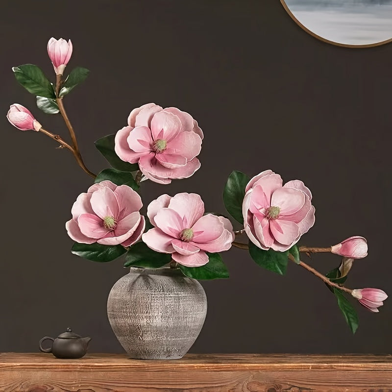 1pc European Style Magnolia Flower Branch - Artificial Flower Arrangement for Living Room, Bedroom, and Outdoor Garden Decor - Perfect Valentine's Day Gift