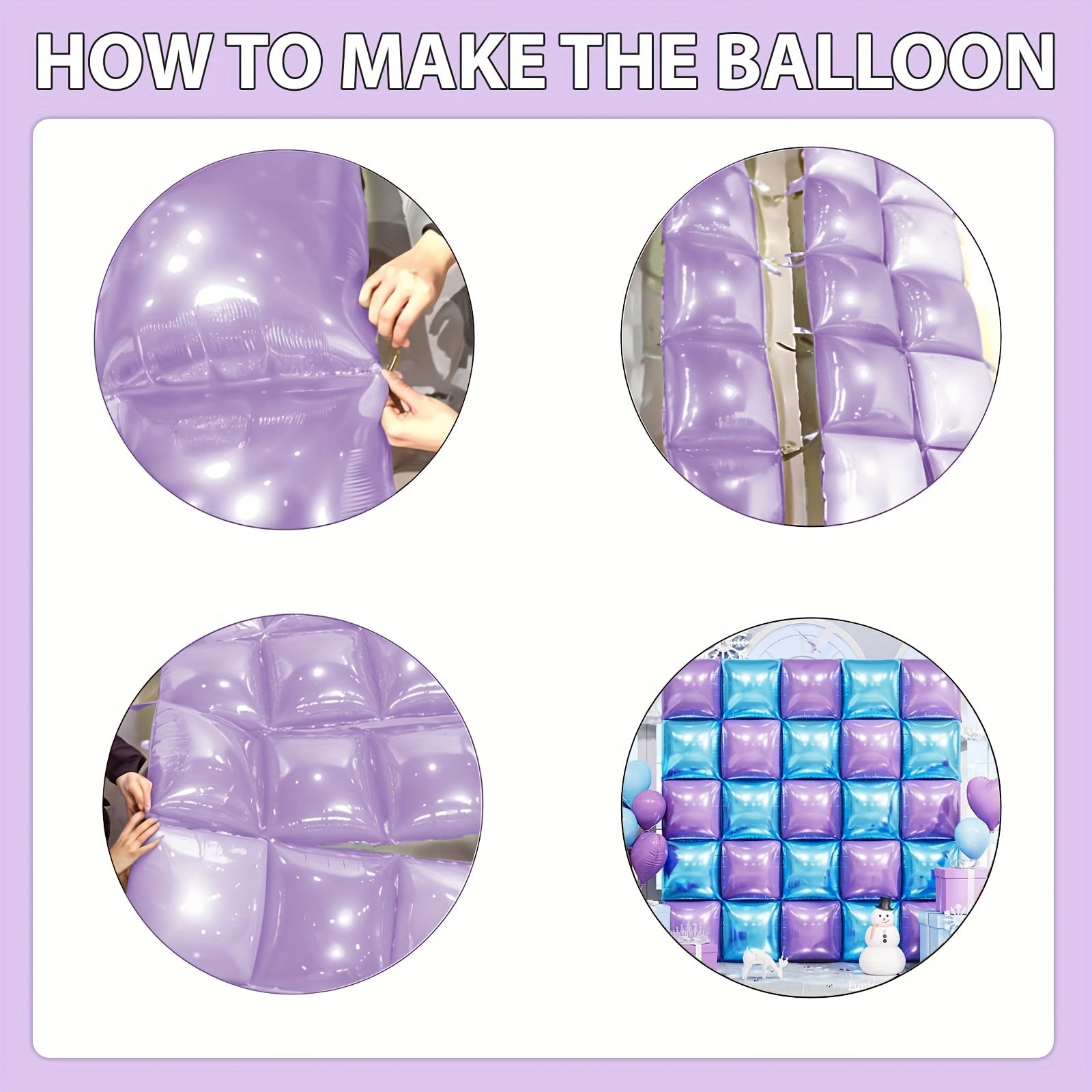 27 Pack, Blue And Purple Square Foil Balloons Wall, 19 Inch Double Sided Chrome Square Balloon Kit For Party, Princess Wedding, Anniversary, Birthday for party Decorations.