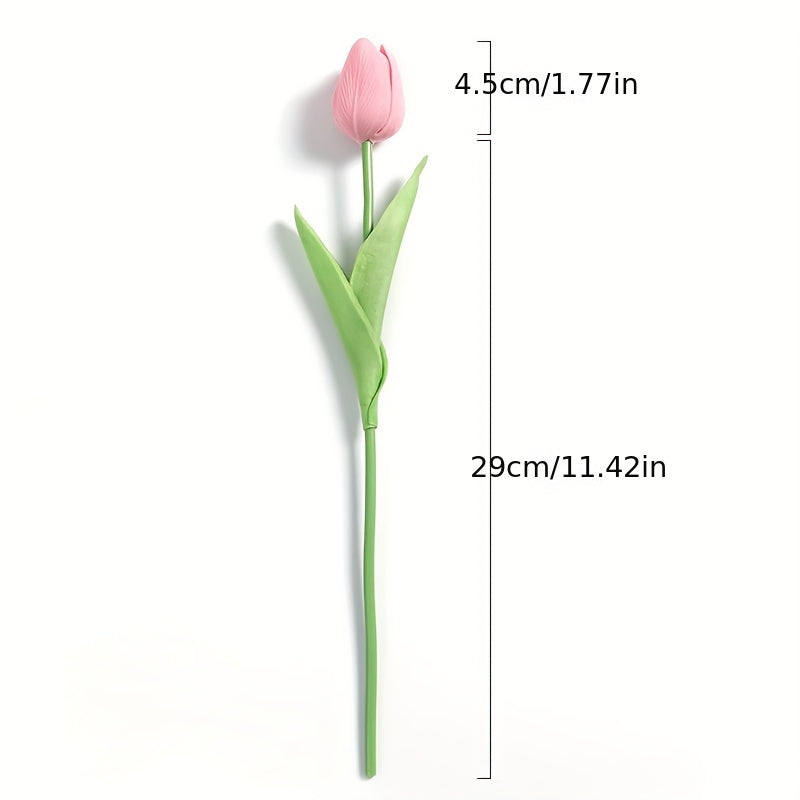 10pcs, Artificial Tulip, Artificial Flower Faux Flower Realistic Simulation Flower Blooming DIY Craft Bridal Bouquet Home Table Living Room Decoration, Indoor Outdoor Decoration