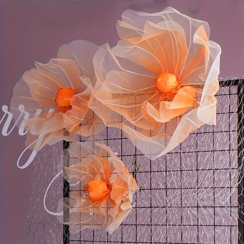 3pcs Realistic Artificial Poppy Flower Bouquet, 3-Piece Set for Wedding, Ceremony, Home Decor, Photo Prop, Farmhouse Style