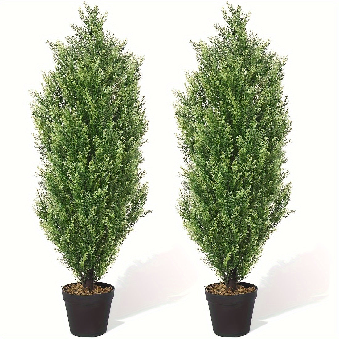 2pcs,, Simulation Cedar Tree, 5ft Tall Artificial Plant Tree, Simulation Plant, Premium Plastic Material, Home Decoration, Suitable For Yard, Living Room, Front Room, Doorway, Christmas Decoration