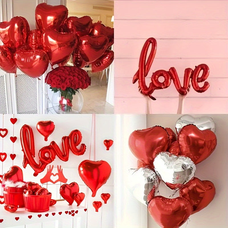 53pcs Valentine'S Day Balloon Set, Includes 30 Red Latex & 23 Aluminum Foil Heart Balloons with Accessories, Ideal for Indoor & Outdoor Decorations, Perfect for Birthday, New Year, Christmas Celebrations, KADUOS Brand